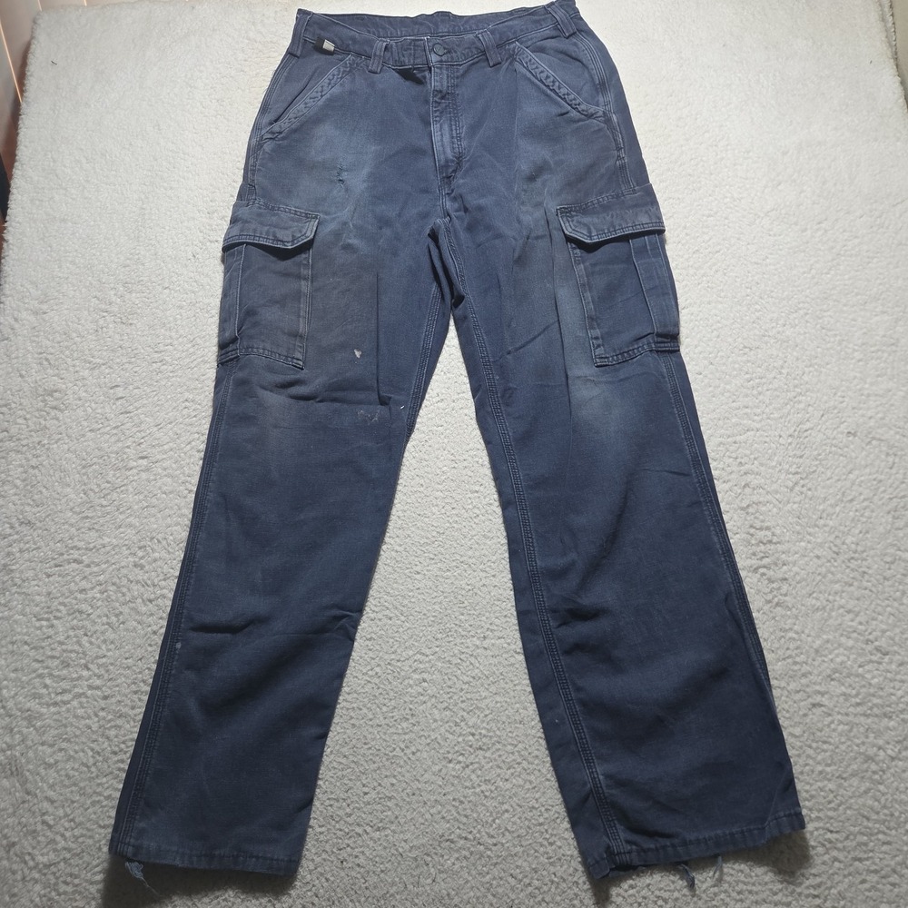 Carhartt FR Original Fit FRB240 DNY Mens 34x31 Navy Canvas Cargo Pants